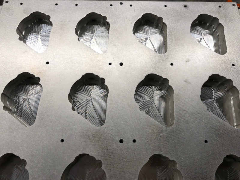 Cut plate with aluminum buildup 
